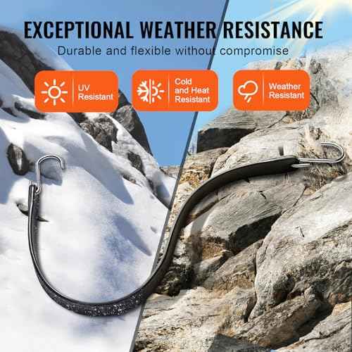 VEVOR 31" Rubber Bungee Cords, Weatherproof EPDM Rubber Tie Down Straps with Crimped S Hooks, Heavy Duty Outdoor Tarp Straps for Securing Flatbed Trailers, Canvases, Cargo, and More (50 Pack)