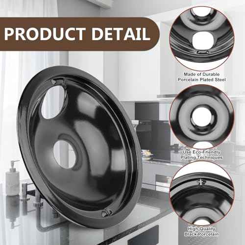 WB31M20 WB31M19 Black Porcelain Drip Pan Set & WB30M2 WB30M1 Electric Range Burner Element Unit Set by Cenipar-Compatible with GE Hotpoint Kenmore Range/Stove-Includes 2¡¿6¡± and 2¡¿8¡±
