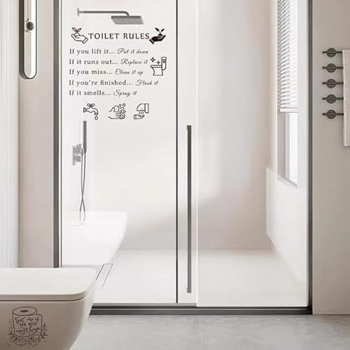 Toilet Rules Wall Quotes Stickers Peel and Stick DIY Removable Wall Decal Wall Decor Vinyl Rules Sign Wall Art Decals for Toilet Bathroom Laundry Room Shower Room Decoration