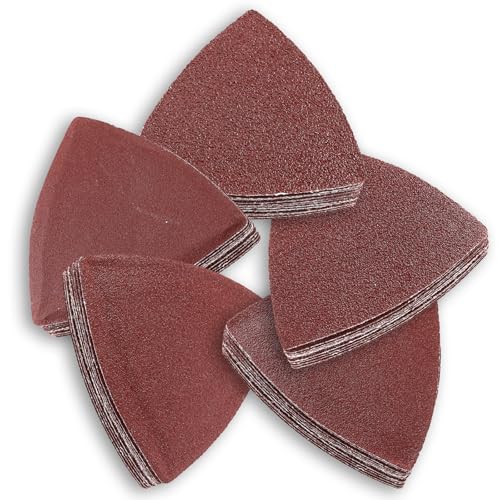 55Pcs Oscillating Tool Sanding Pad Triangle Sanding Pads Set 60/80/100/120/240 Multitool Sandpaper, Grit Fit for Finishing Wood Sanding Plaster
