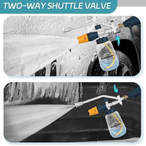 Sooprinse Pressure Washer Foam Cannon with Short Pressure Washer Gun, Dual Connector Accessory, Snow Soap Attachment for Car Wash, 5 Nozzles Tips with 1/4¡± Quick Connect£¬ 4000 PSI