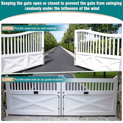 36 Inch Heavy Duty Gate Drop Rod for Gates,Gate Cane Bolt Drop Rod Hardware Ground Latch for Wooden Fences, 36 Cane Bolt Gate Drop Rod,Black Solid Steel(2 Pack for Gate Drop Rod)