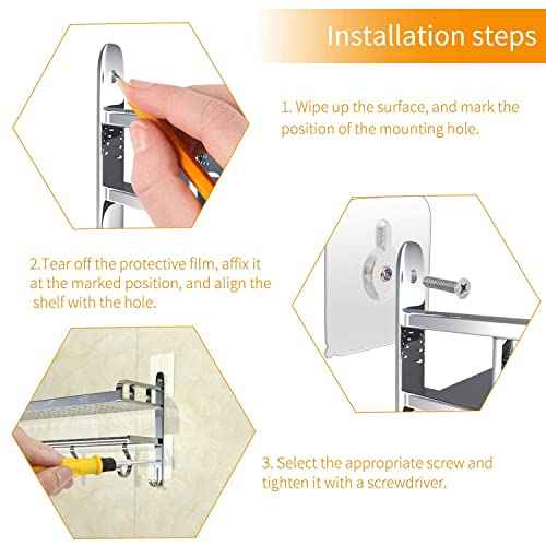 8-Set Adhesive Screws Wall Mount Hanging Nails No-Trace No Drilling Stick-on Sticky Screw with 3 Different Size Screw for Bathroom Kitchen Storage Room Tile Wall (1)
