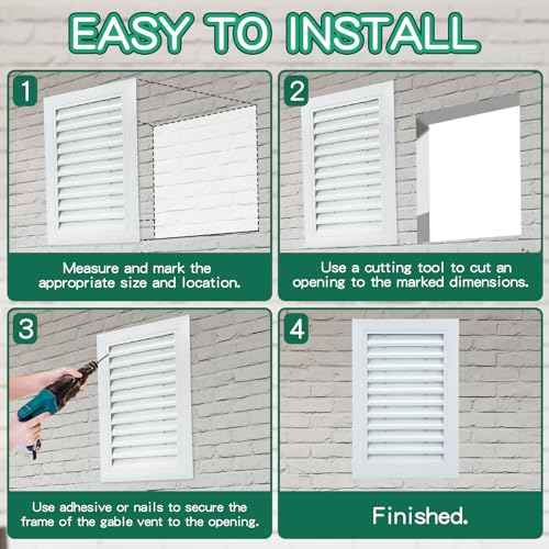Gisafai 2 Pcs 12" x 18" Gable Vent Aluminum Alloy Wall Vents Shed Attic Window with Screen Return Air Grill with Screws, for Ventilation Exterior Doors Wall House (White)
