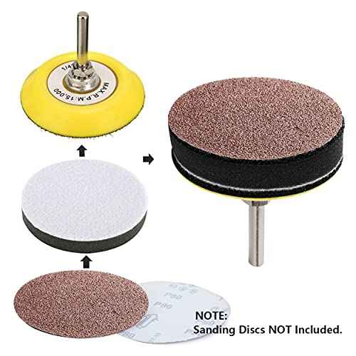 Yakamoz 2 Pack 3-Inch Hook and Loop Sanding Backing Pad with 1/4 Inch Shank and Soft Foam Layer Buffering Pad Polishing Tool Kit for Drill Air Die Grinder Sander Grinding Rotary Tool