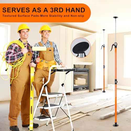 Cabinet Jack for Installing Cabinet Support Rod 3rd Hand Support System Adjustable Support Pole,Extend from 45.2 inch to 114.2 inch,Orange 2 Packs