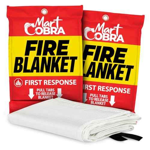 Mart Cobra Fire Blanket 2-Pack ? Emergency Fire Suppression for Home & Kitchen ? 40"x40" Fireproof Fiberglass Safety Blankets ? Heat Resistant & Easy to Use ? Smothers Grease & Electrical Fires