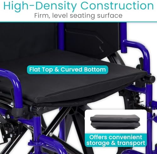 Vive Solid Wheelchair Seat Insert – Firm Non-Slip Water Resistant Wipe Clean, Sturdy Wheel Chair Cushion Board - Eliminates Hammocking & Sagging - Improves Posture