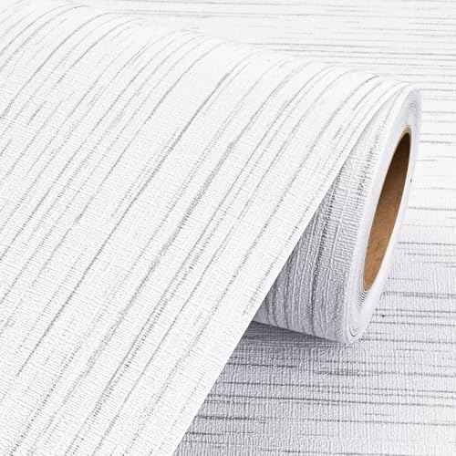 Livelynine White Grasscloth Peel and Stick Wallpaper Textured Grass Cloth Wall Paper Peel & Stick Modern Bathroom Bedroom RV Wall Covering Removable Texture White Contact Paper for Cabinets 15.8x78.8