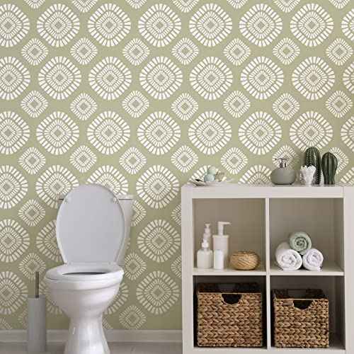 8 Pieces 12 x 12 Inch Herringbone Geometric Wall Stencil Modern Pattern Wall Decor Reusable Film Decorative for Painting, Stencils for Walls (Chic Style)