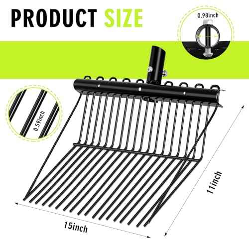 Tandefio 2 Pack Pitchfork Replacement Head Metal Horse Manure Rake Gardening Pitch Fork with Angled Tines for Horse Stall Poop Picking up(Black)