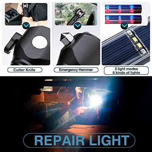 Delxo 2 Pack Tactical Flashlight, Rechargeable Flashlights,Waterproof Handheld Solar Powered Patriot Flashlights with LED Flash Light 2400mAh Battery for Emergency,Camping,Survival Gear,Road Trip
