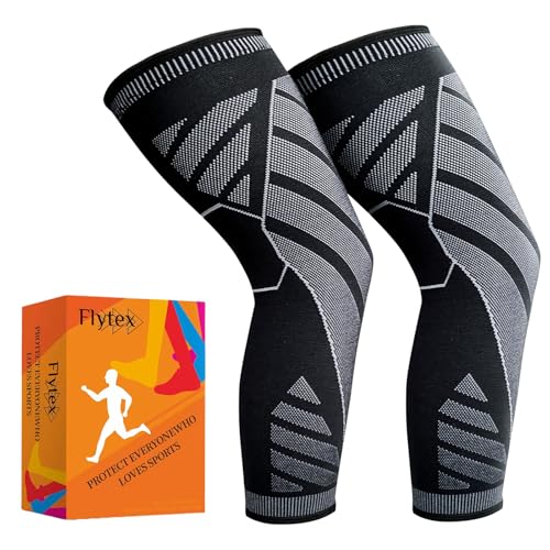 Flytex Full Leg Compression，Full leg sleeve long compression leg sleeve knee sleeve to protect legs for men and women basketball, arthritis cycling sports.(2PCS,M)