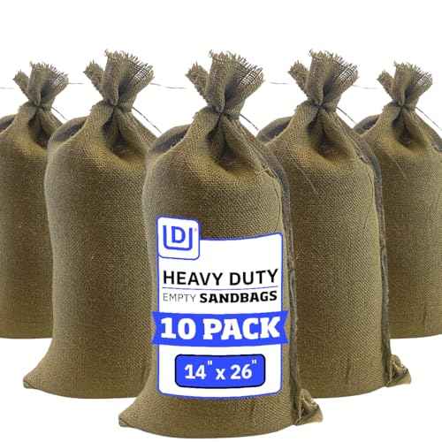 DURASACK Heavy Duty Burlap Sand Bags with Tie Strings Empty Sand-Bags for Flooding and Erosion Control, 14x26 inches, Pack of 10