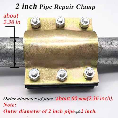 Water Pipe Repair Clamp,OD of The Applied Pipe is about 2.37 inch,Leak Sealer for Pipes and Plumbing,Length 4.72 inch,Suitable for PE/PPR/Steel/Iron Pipe,Bronze