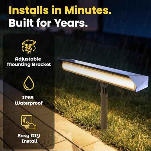 Brighticonic Solar Sign Lights Outdoor ? LED Solar Sign Light for House Numbers & Real Estate Signs ? 13" Warm White Floodlight, IP65 Waterproof, Dusk to Dawn Solar Mailbox Light - Wall/Ground Mount