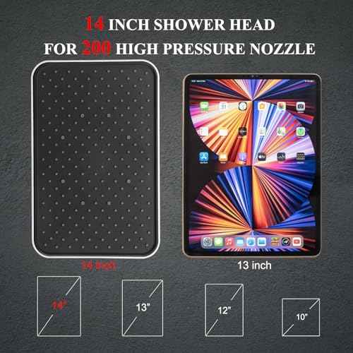 14''Rainfall Shower Head with Handheld-11Modes Hand held with Power Jets, Adjustable Rain Showerhead,Double Shower heads High Pressure,70"Hose&detachable Holder Upgrade for Tandem Bathroom
