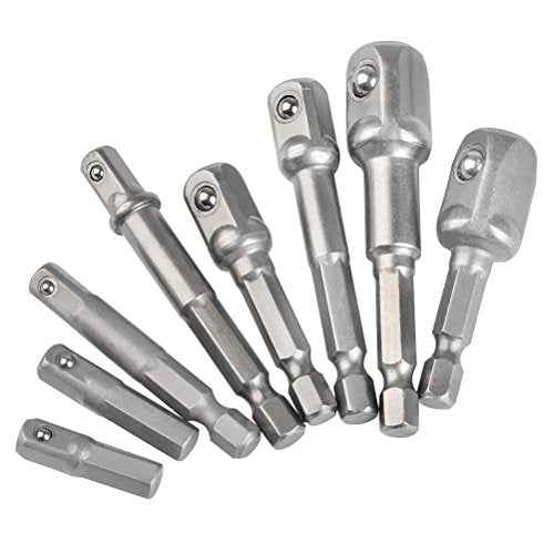 TIMESETL 8pcs Impact Adaptor Set - 1/4" 3/8" 1/2" Hex Shank Square Nut Drill Extension Bit Set