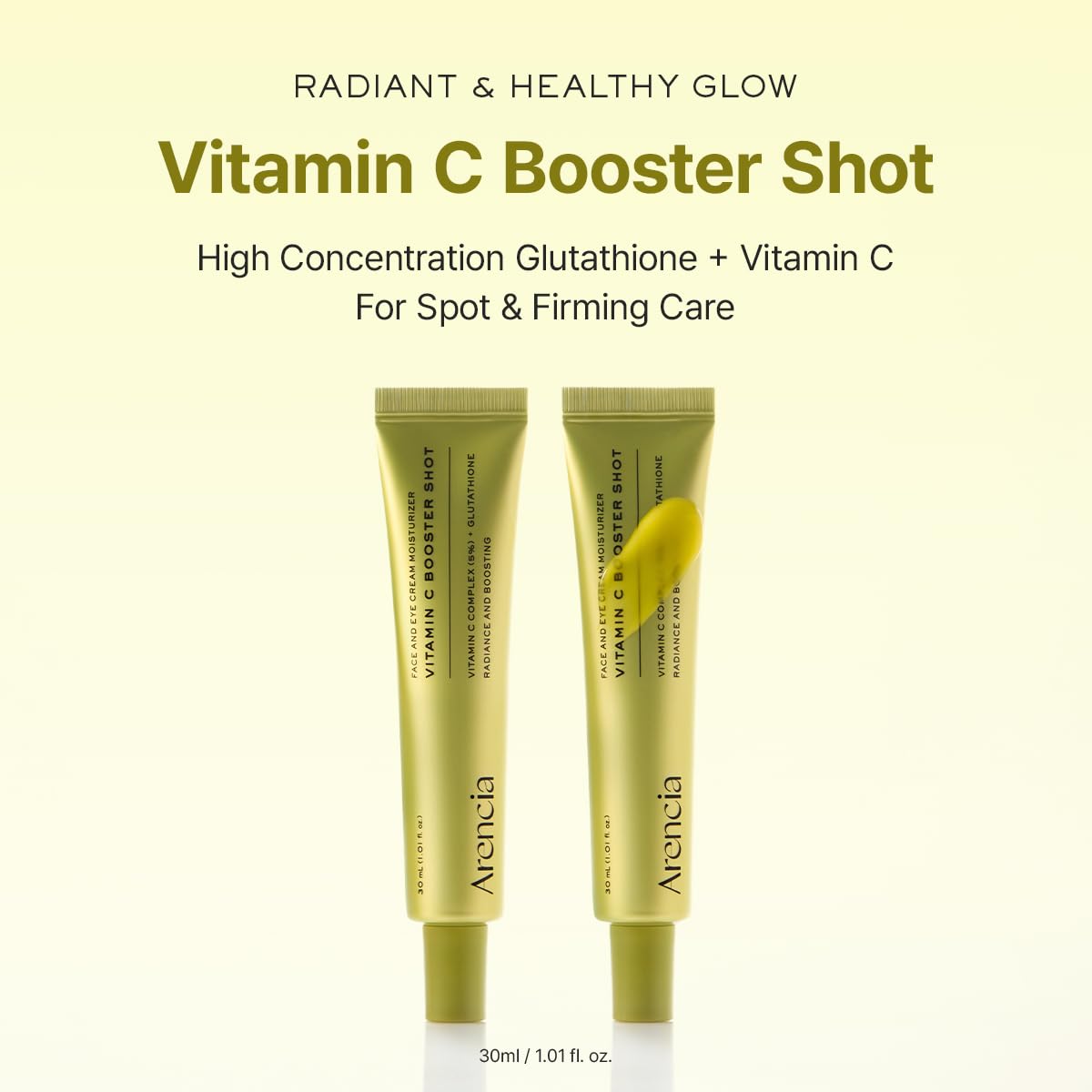 Arencia Vitamin C Booster Shot Serum with Glutathione, Niacinamide and Vitamin E for Dark Spot Care, Fine Lines & Wrinkles, Glass Skin, Korean Skincare 30ml/1.01 fl.oz