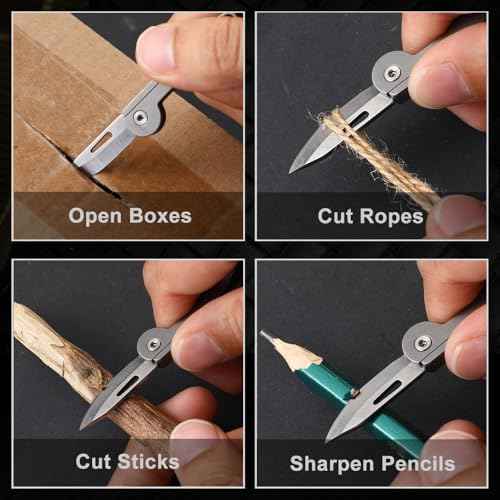 Titanium Alloy Small Keychain Knife, Mini Folding Pocket Knives, Cute EDC Box Cutter, Gifts for Women and Men with 5Cr13 Steel Blade