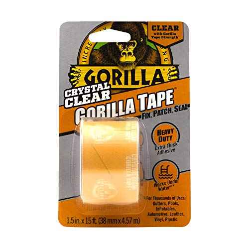 Gorilla Crystal Clear Repair Duct Tape, 1.88¡± x 5 yd, Clear, (Pack of 1)