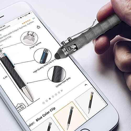Cool Hand 4.5'' Bolt Action Pens, EDC Ballpoint Ink Refillable, Stylus for Touch Screen, Ergonomic Grip, Hold in Texture with Finger Grooves