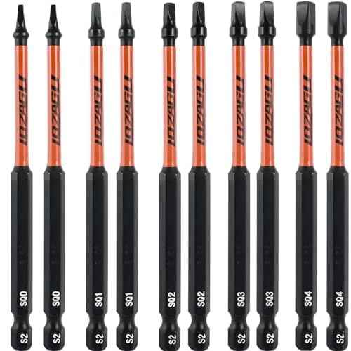 10Pcs Square Drive Bits Set, 4¡± Long Premium S2 Alloy Steel Square Bit Set #0, 1, 2, 3, and #4 Magnetic Square Drill Bit Set,1/4 Inch Hex Shank.