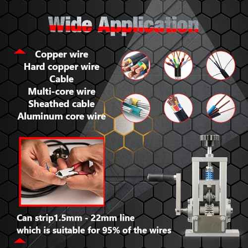Wire Stripping Machine, Durable Aluminum Frame Upgraded Spring Design With One Extra White Steel Pressure Blade, 0.05''-1'' Wire Stripper