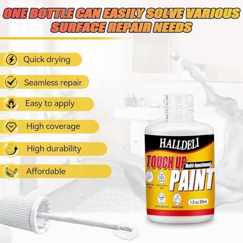 White Touch Up Paint, Multi Surface Furniture Cabinets Wall Paint Pen, Strong Adhesion, Waterproof Quick Dry White Paint for Furniture, Walls, Wood, Door, Cabinets, Bathtub, Appliance, Tub and Tile 1.5 Oz