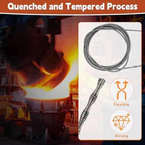 50 FT Double Mode Drain Snake Tools, 11-in-1 Drain Auger for Sink and Drain Unblocking, Plumbing Snake for Kitchen, Bathrom and Shower Sink, Snake for Real DYIs¡¼Upgraded¡½