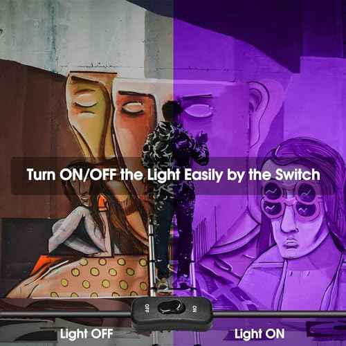 3 Pack 150W LED Black Lights, Blacklight Flood Light Outdoor with Plug and Switch, IP66 Waterproof for Dance Party, Glow in The Dark, Halloween Lights, Body Paint, Fluorescent Poster