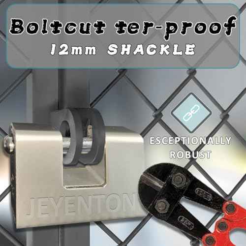 (2.91in) JEYETON [Armoured] High Security Padlock-[Anti-Drill Cylinder]-Heavy Duty Lock for Outdoor Storage Shed,Door,Garden,Motorbike,Gate,Fence,Warehouse-0.67" Shackle Clearance-Silver(74mm)