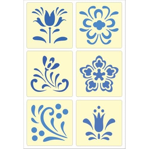Rosemaling Stencil Set of 6 ? Reusable Scandinavian Folk Art Templates Painting on Wood, Walls, Fabric, Tattoos, Furniture ? Ideal for DIY Crafts & Home Decor ? The Artful Stencil