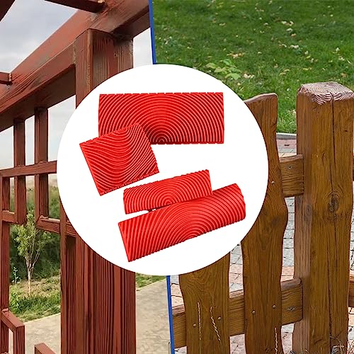 4PCS Wood Graining Tool Rubber Wood Graining Painting Tool,Woodgrain Maker for Decorative Painting,Woods Grain Paint Tool Look Like Woods for Wall Room Art Paint Decoration(Red,Size:4 Sizes)