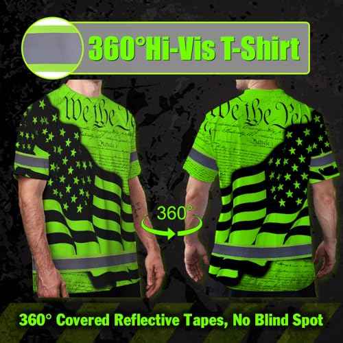 Maddly High Visibility US Flag Collection Safety Workwear Custom Name for Workers, Runners, Truckers, Patriotic