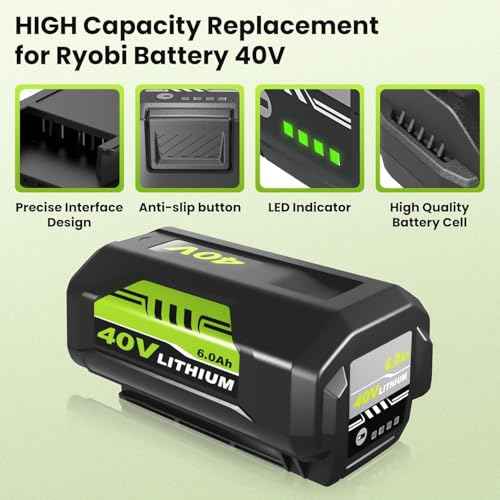 Replacement for Ryobi 40V Battery Compatible with Ryobi 40V Lithium Battery OP4040 OP4050A OP40602 OP40201 OP4026 OP4026A OP4015 OP4060 Cordless Power Tools