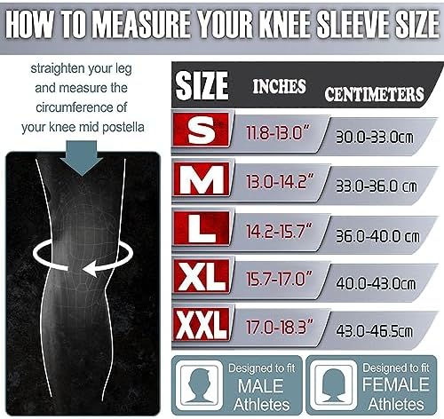 Knee Sleeves (1 Pair), 7mm Neoprene Compression Knee Braces, Great Support for Cross Training, Weightlifting, Powerlifting, Squats, Basketball and More