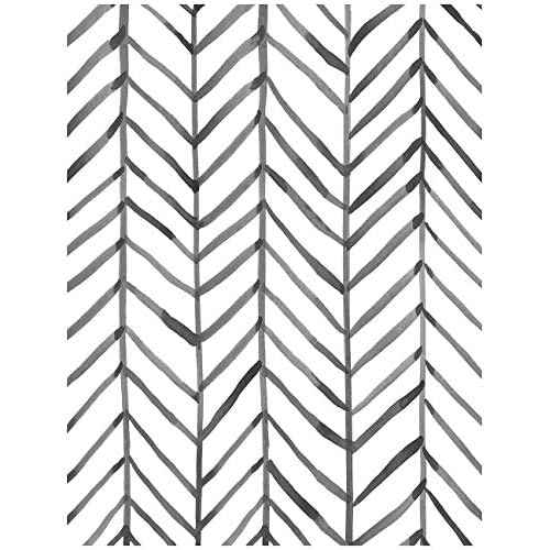 HAOKHOME Black and White Wallpaper Peel and Stick Stripe Herringbone Geometric Textured Self Adhesive Contact Paper Removable for Bathroom 17.7in x 9.8ft