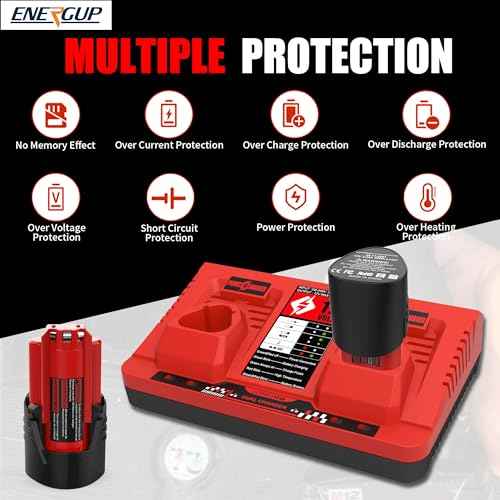 energup 2Pack 12V 3.5Ah Replacement for Milwaukee M 12 Battery and Charger Kit for 48-11-2420 48-11-2401 M 12 12Volt Battery + 2Port Dual Compatible with Milwaukee 12V Charger