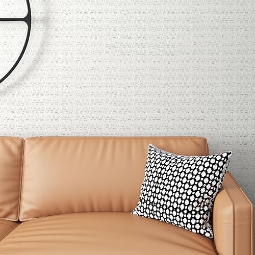 Livelynine Woven Grasscloth White Textured Wallpaper Stick and Peel Paintable Wallpaper for Bathroom Bedroom Vinyl Prepasted Embossed Wall Paper Self Adhesive Contact Paper for Cabinets 15.8X78.8
