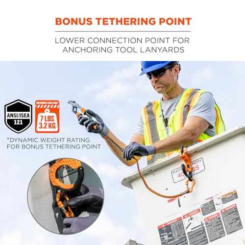 Ergodyne Squids 3178 Locking Aerial Bucket Hook with Tethering Point, Fits 2" Lip, Attach Tool Bags or Aprons to Buckets
