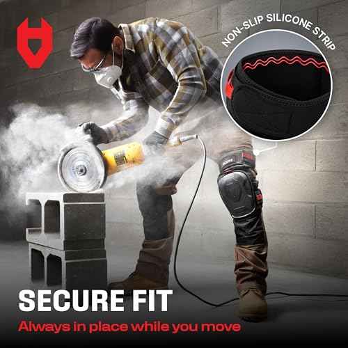 NoCry Professional Gel Knee Pads for Work ? Heavy Duty Anti-Slip Cap, Extra Dual-Layer Foam and Cushion, Reinforced Adjustable Non-Slip Straps, Built-in Hangand Pull Loops, Fits Men Women, Black