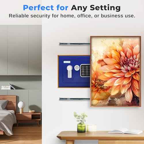 SereneLife Premium Steel Digital Safe Box - 9.1" x 6.7" x 6.7" | Secure Storage for Cash, Firearms & Jewelry | Great For Hotels, Cabinets & Home Use | Electronic & Mechanical Access | 2 Keys | Blue