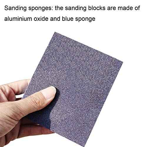 12 Pack 100 Grit Medium Grade Sanding Blocks, Washable and Reusable Sand Sponge for for Brush Pots, Polishing Wood and Metal