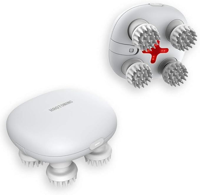 Electric Scalp Massager, Head Scratcher Mimics Four-Finger Kneading Massage, Rechargeable & Waterproof, Pets Massager