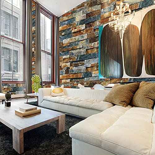 LiKiLiKi Stone Brick Wallpaper Peel and Stick Wallpaper Removable Contact Paper Faux Brick Wall Covering Roll Home Decoration Wall Paper Self Adhesive Vinyl 17.71''x118'' for Kitchen Backsplashes
