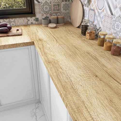 LaCheery Light Brown Wood Contact Paper Maple Wood Grain Contact Paper Peel and Stick Wallpaper Self Adhesive Thick Woodgrain Vinyl Wrap for Cabinets Countertops Counter Top Covers Waterproof 15.8x80