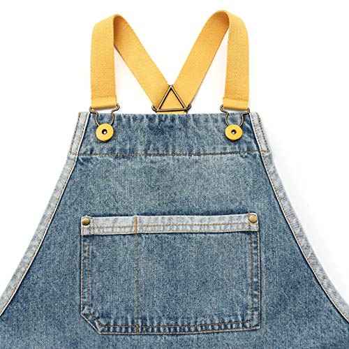 Jeanerlor Denim Tool Apron for Women and Men Cross Straps Adjustable