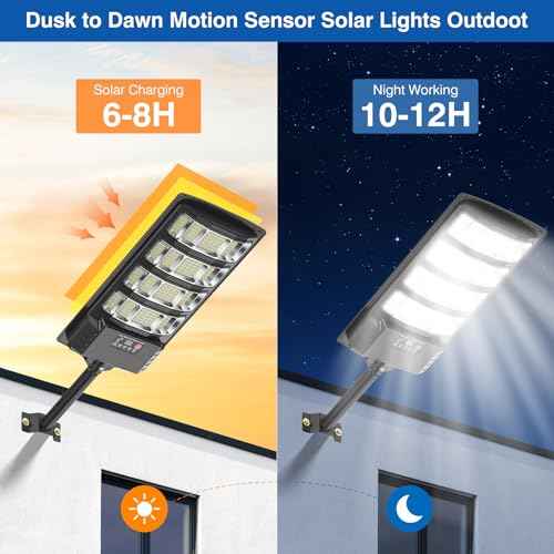 Solar Street Lights Outdoor Waterproof ,50000LM 320¡Æ Angle Flood light, 5730 LED Solar Parking Light with Motion Sensor and Remote Control for Outdoor, Streets, Courtyards,Parking Garages,-2Pack