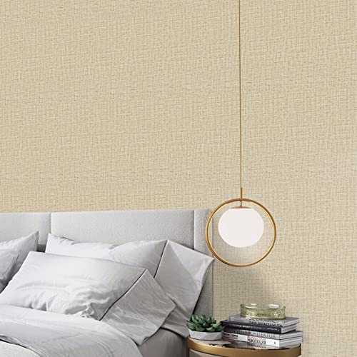 TANONE Khaki Contact Paper Peel and Stick 15.8 in X 118 in, Grasscloth Grasscloth Self Adhesive Removable Wallpaper, Fabric Linen Thickened Wall Paper Decorative for Wall Cabinets Drawers Kitchen
